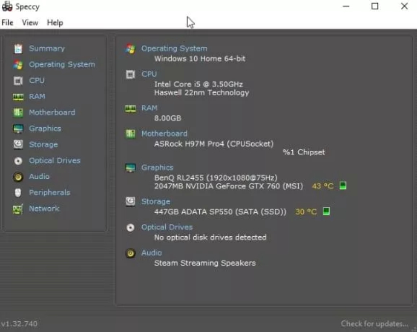 imagem mostrando as informações da placa de video no Speccy para começar a fazer o overclock