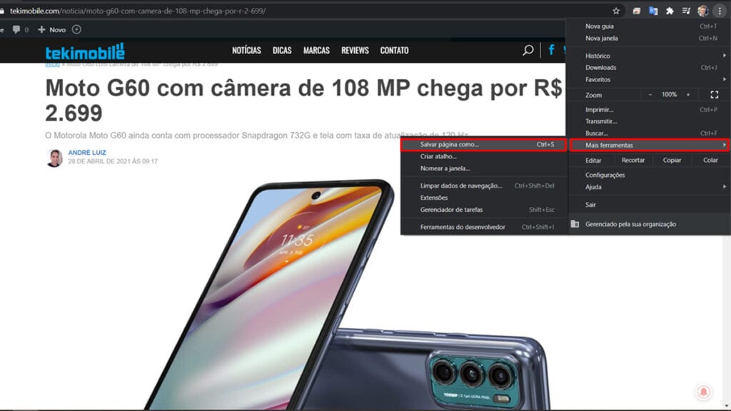 Navegador oferece a possibilidade de salvar páginas da internet offline