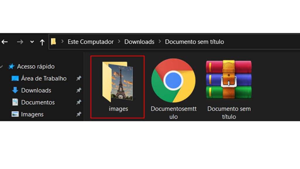 Na imagem vemos a pasta extraída com suas imagems