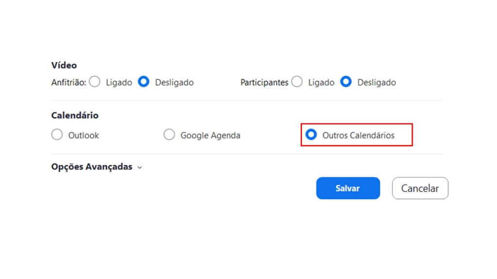 zoom outros calendários