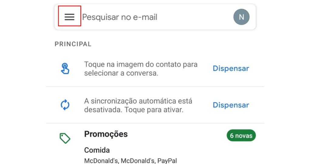 primeiro passo no guia do gmail