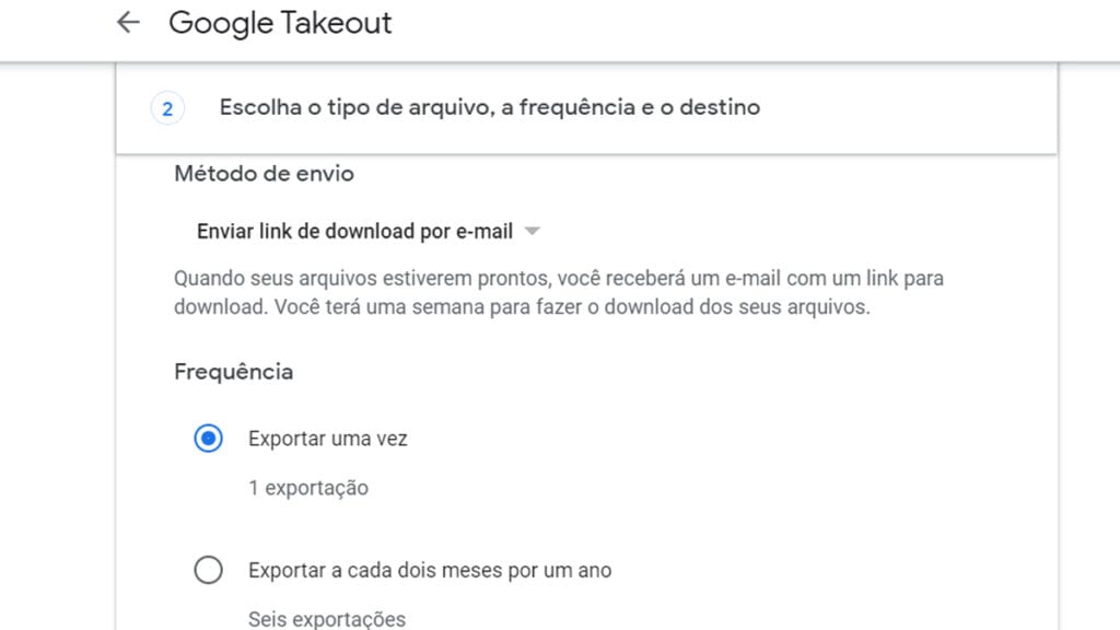 na imagem vemos outra etapa para criar a exportação