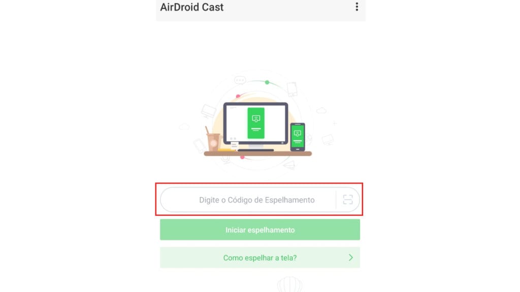 Na imagem vemos o aplicativo airdroid cast