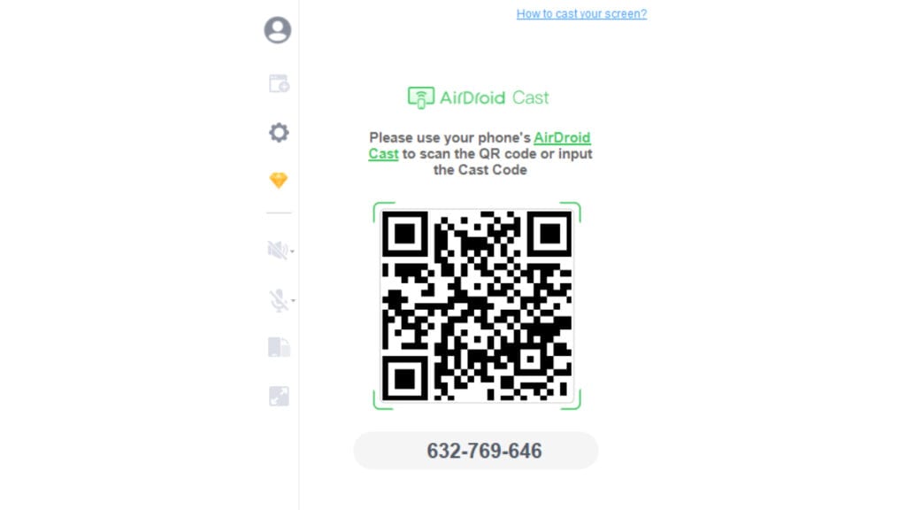 Na imagem vemos o programa de computador do airdroid cast