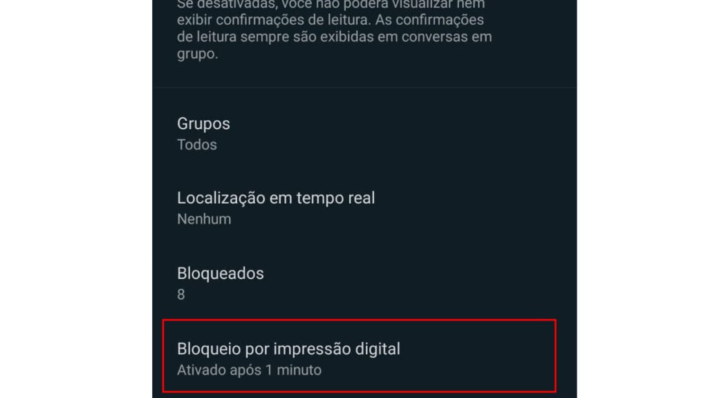 Bloqueio de impressão digital