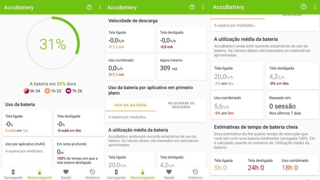 Assim como vemos na imagem o accubattery é o aplicativo mais completo para sua bateria