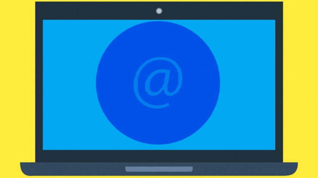 Na imagem vemos um icone e notebook que retrata o email