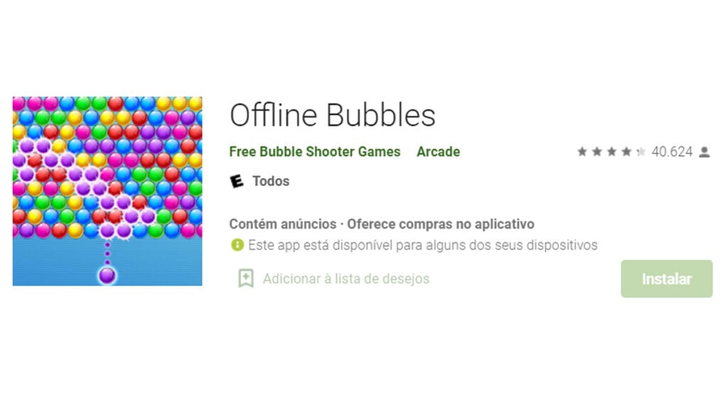 Offline bubbles é um jogo simples para passar o tempo