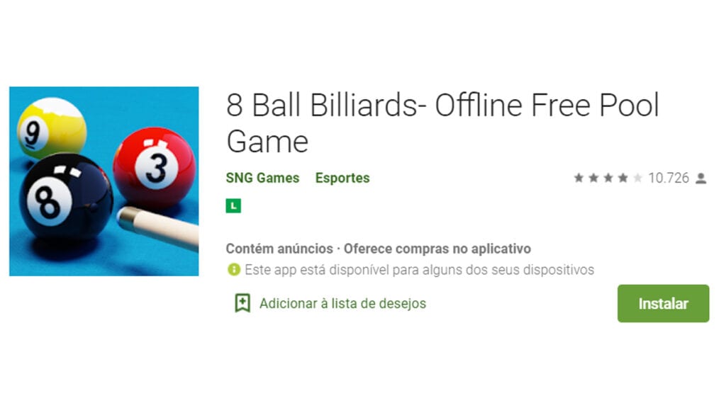 O 8 ball billiards é um bom jogo de sinuca offline