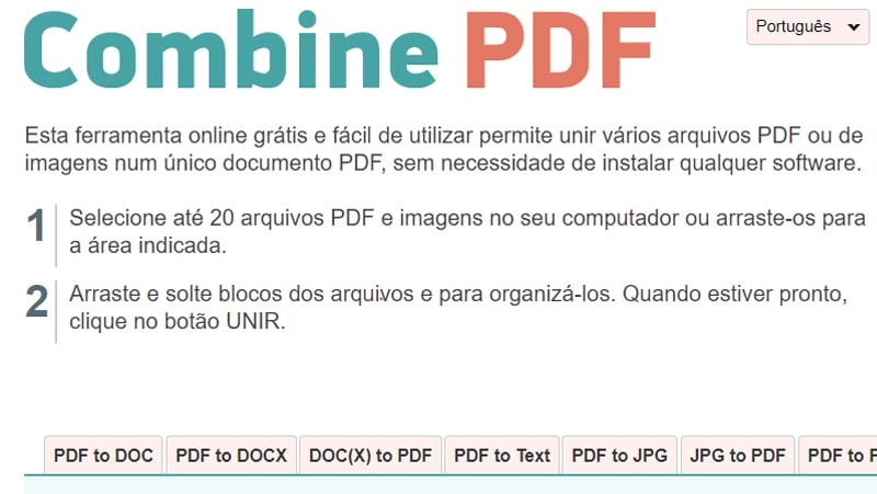 A ultima opção util e completo é o combine pdf