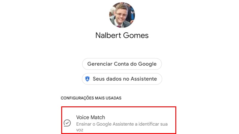 Depois vá em Voice Match