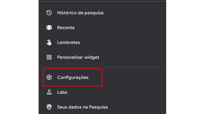 Depois vá em configurações