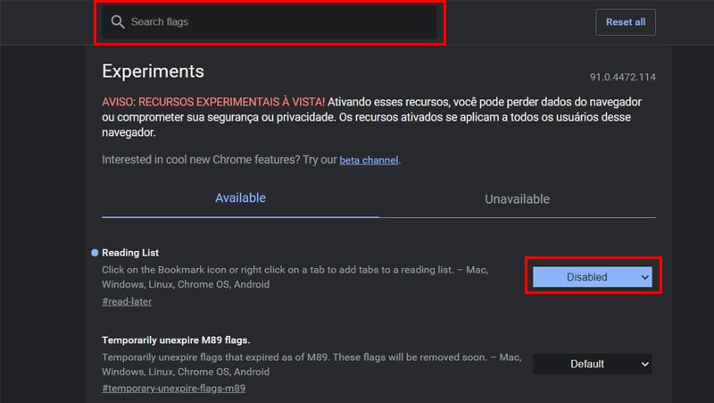 chrome flags recursos fáceis ativar, desativar e buscar