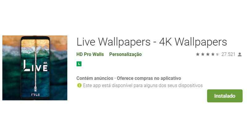 live wallpapers é uma opção de papel de parede 3d mas sem movimentação ao balançar o celular