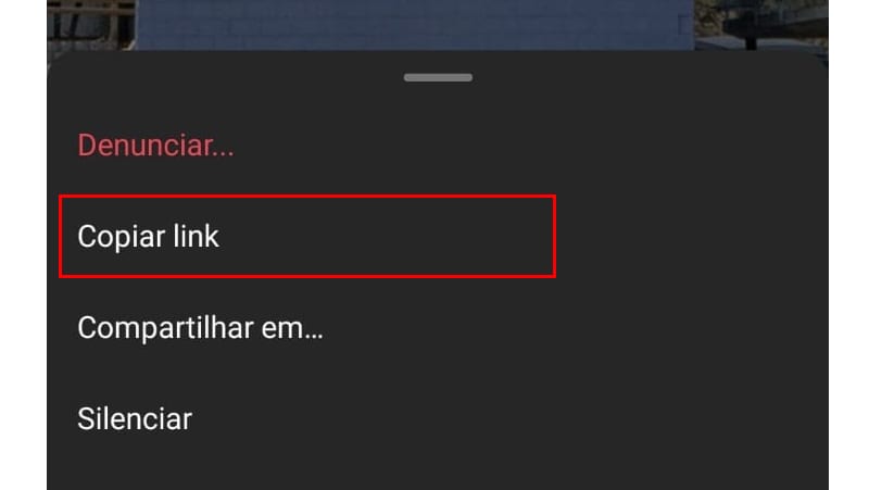 Depois escolha a opção copiar link