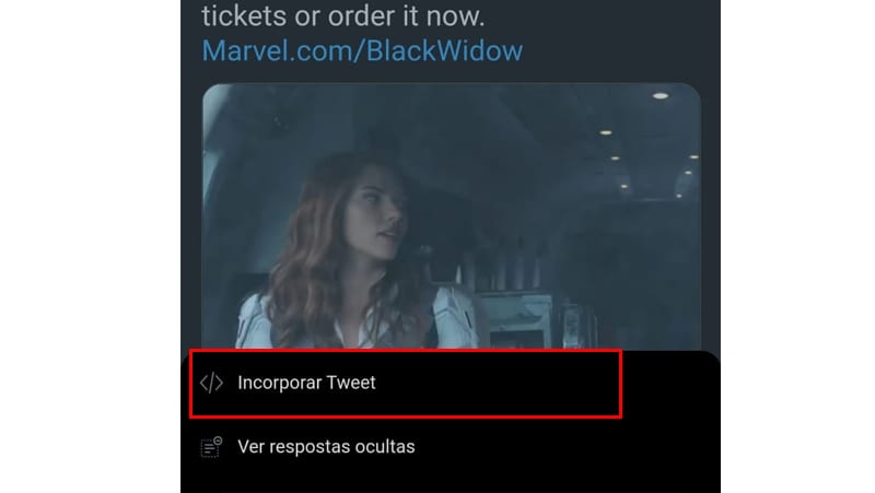 Incorporar tweet é outra opção para conseguir o link