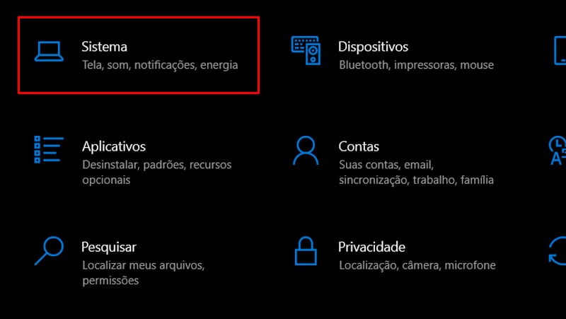 Logo em seguida vá em Sistema
