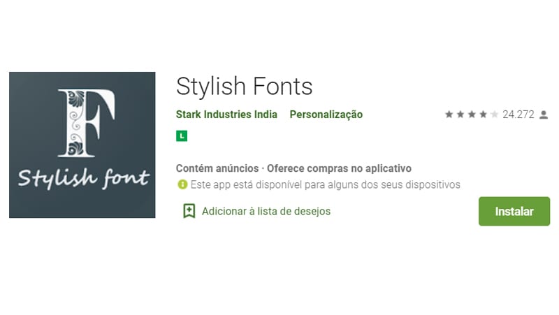 O Stylish possui uma diversidade de estilos para fontes