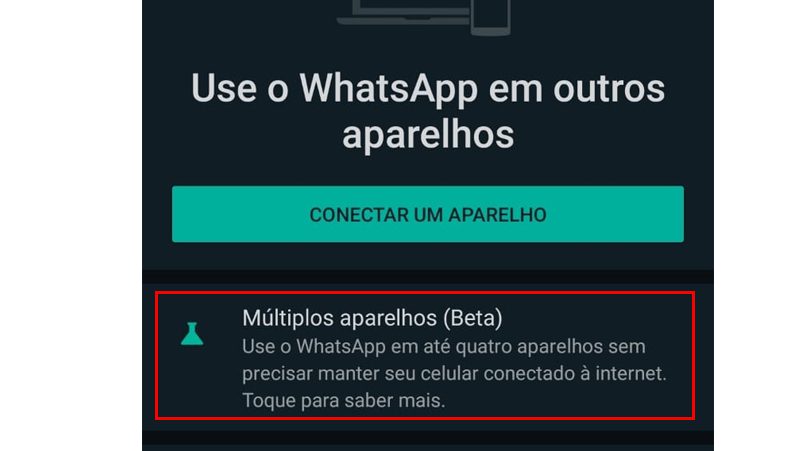 Como usar a conta do WhatsApp em até 4 dispositivos diferentes 4 Vá em multiplos aparelhos para entrar no programa beta
