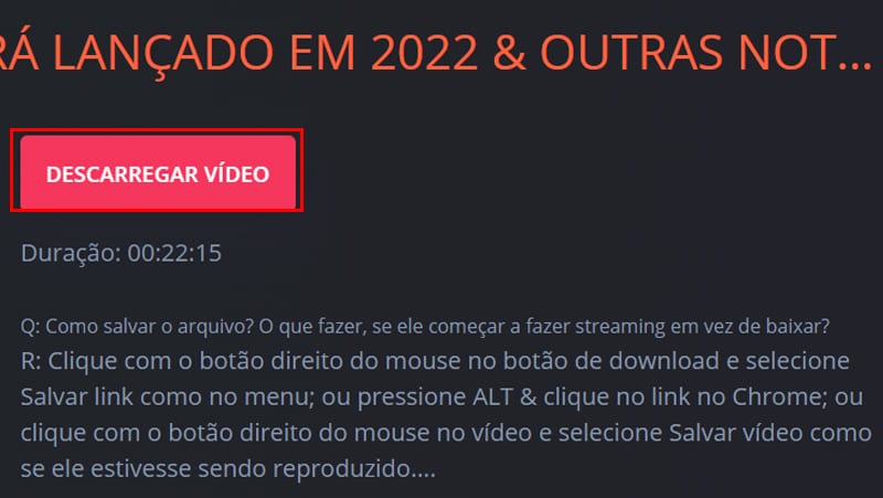 Baixando vídeo pelo Flvto