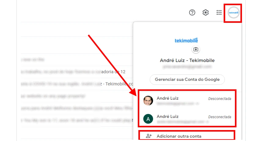 gmail entrar mudar de conta