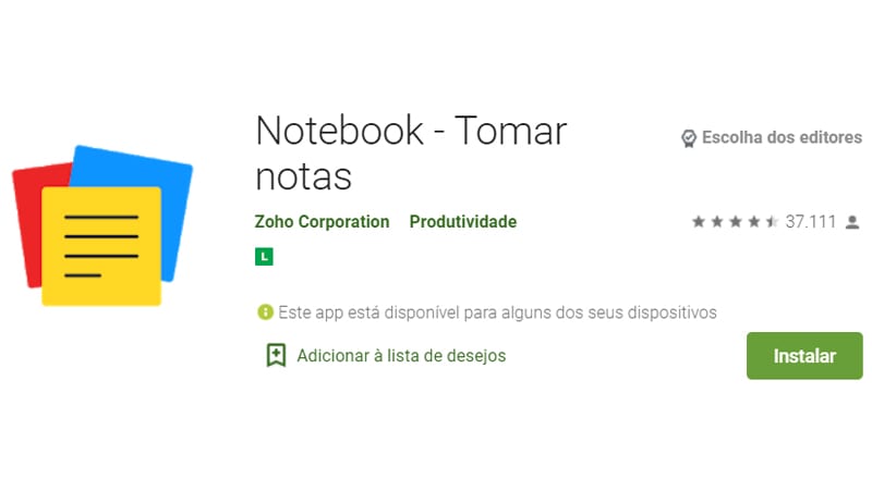 o notebook tem o melhor modo de organizaçãode notas