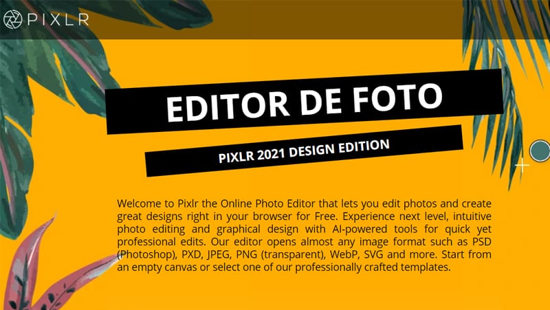 pixrl é uma opção alternativa ao photoshop online