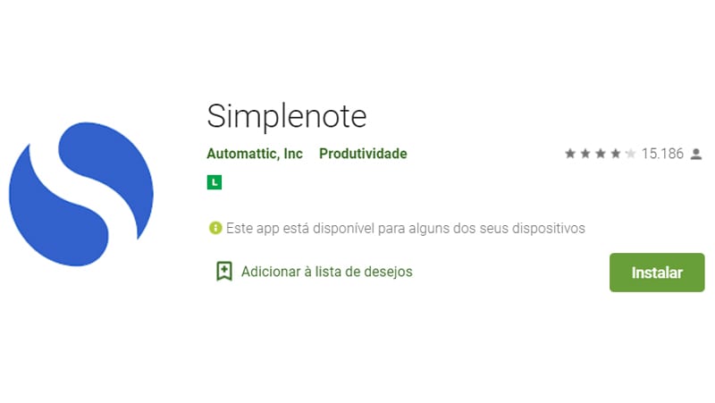 simplenote é o aplicativo mais simples para notas