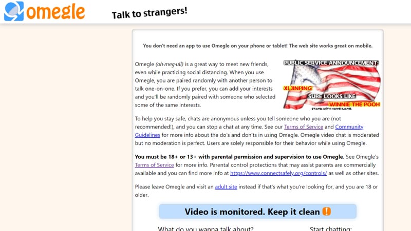 site omegle permite conversar com desconhecidos