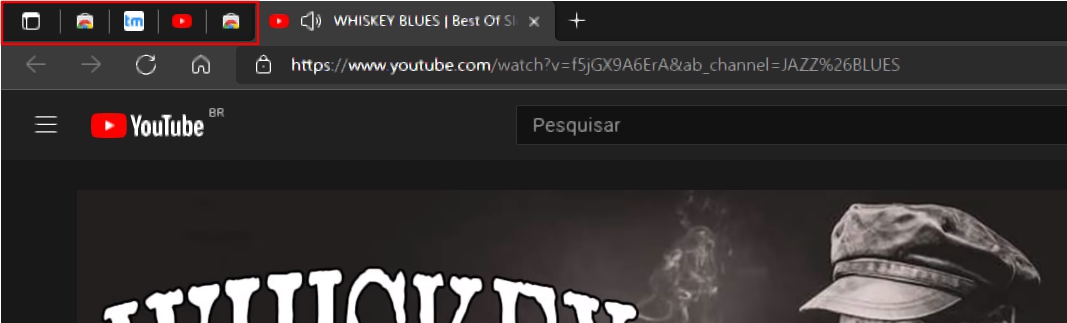 As guias serão fixadas na extremidade esquerda da barra do Google Chrome As guias serão fixadas na extremidade esquerda da barra do Google Chrome