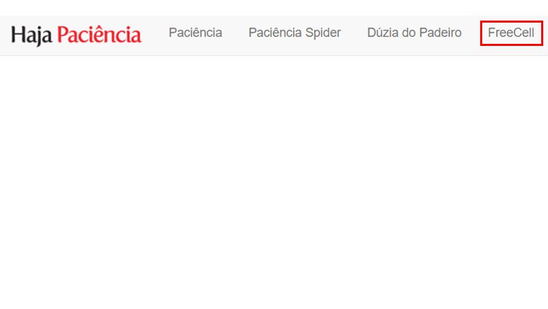 Clique em Freecell no site haja paciência para entrar no jogo
