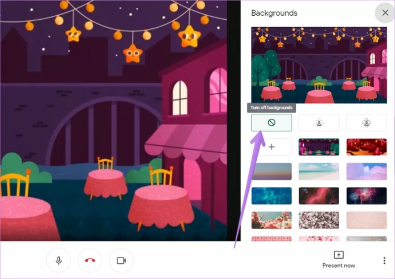 Como desativar o plano de fundo no Google Meet no PC