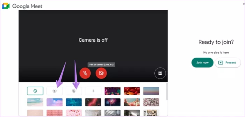 Duas opções de desfoque de plano de fundo no Google Meet
