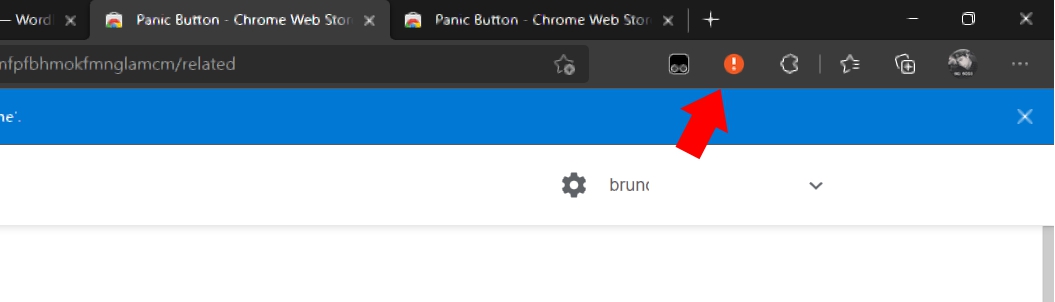Para ocultar guias no Google Chrome, toque no Ícone do botão de pânico no canto superior direito. Para ocultar guias no Google Chrome, toque no Ícone do botão de pânico no canto superior direito.