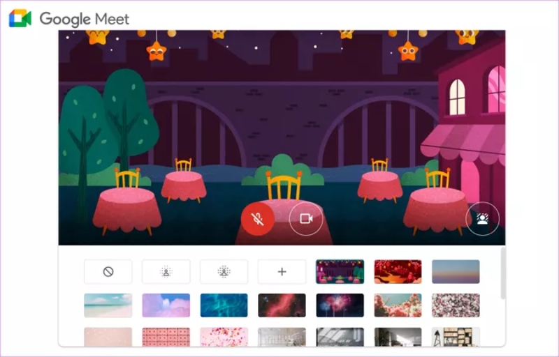 Prévia do plano de fundo no Google Meet