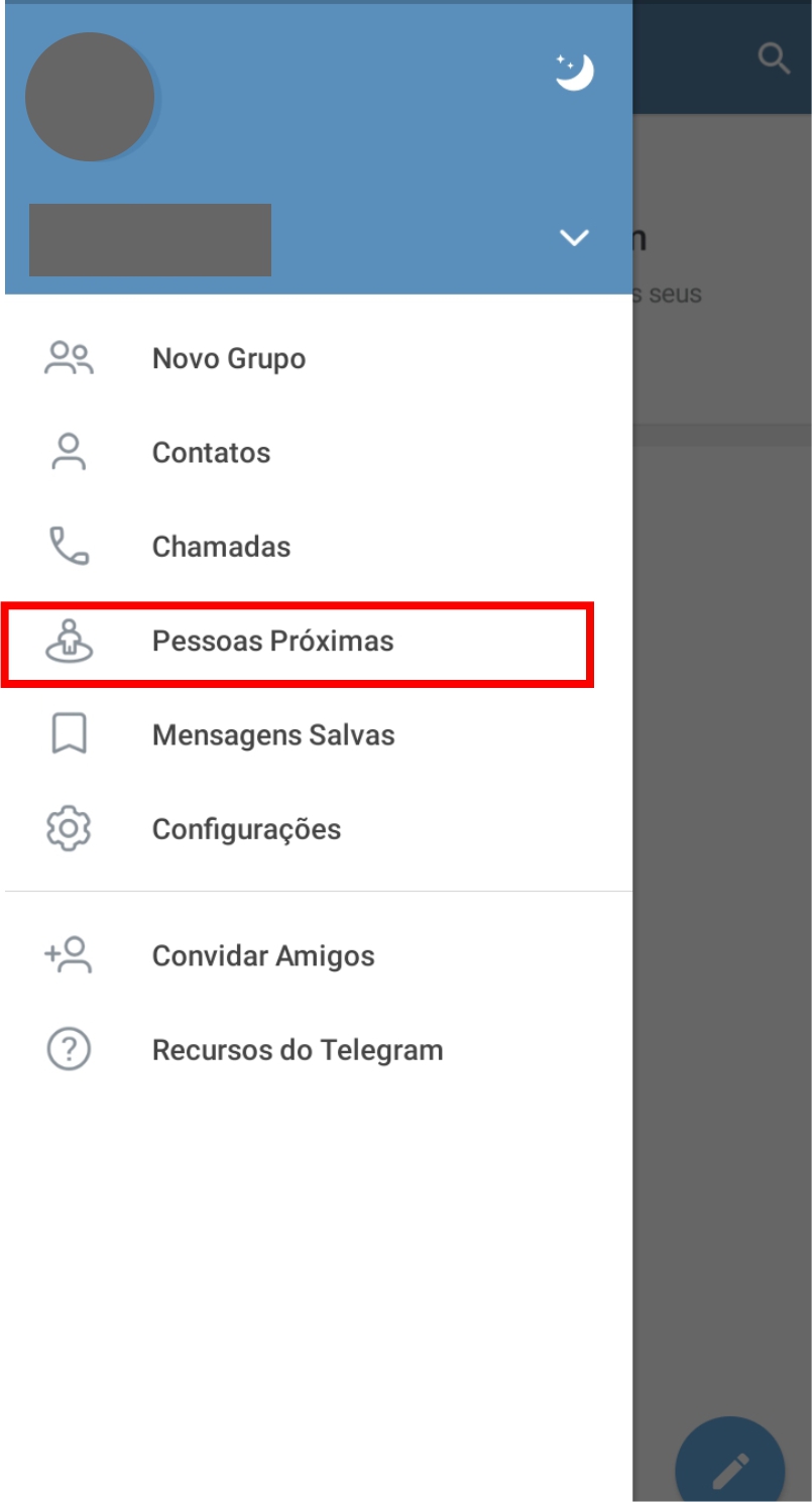 Selecione pessoas próximas no Telegram