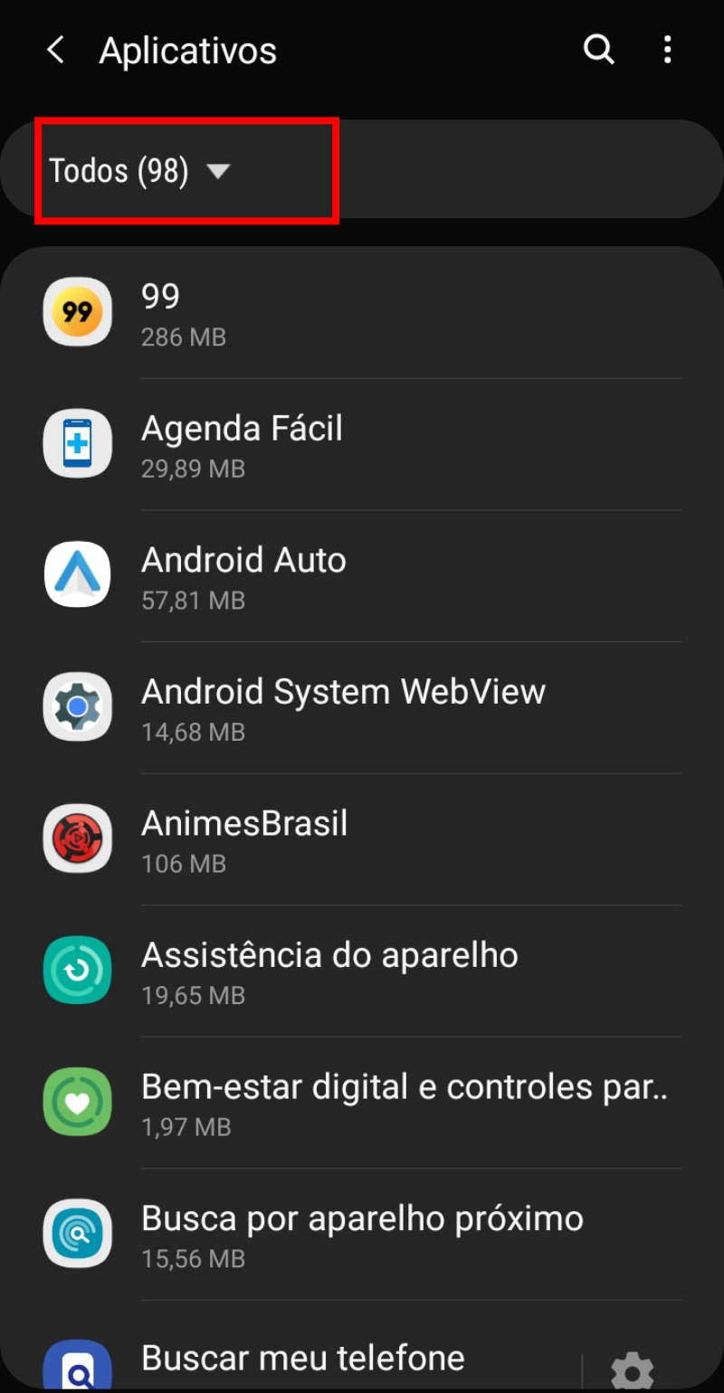 Toque em Todos para ver os aplicativos e identificar o Google Maps