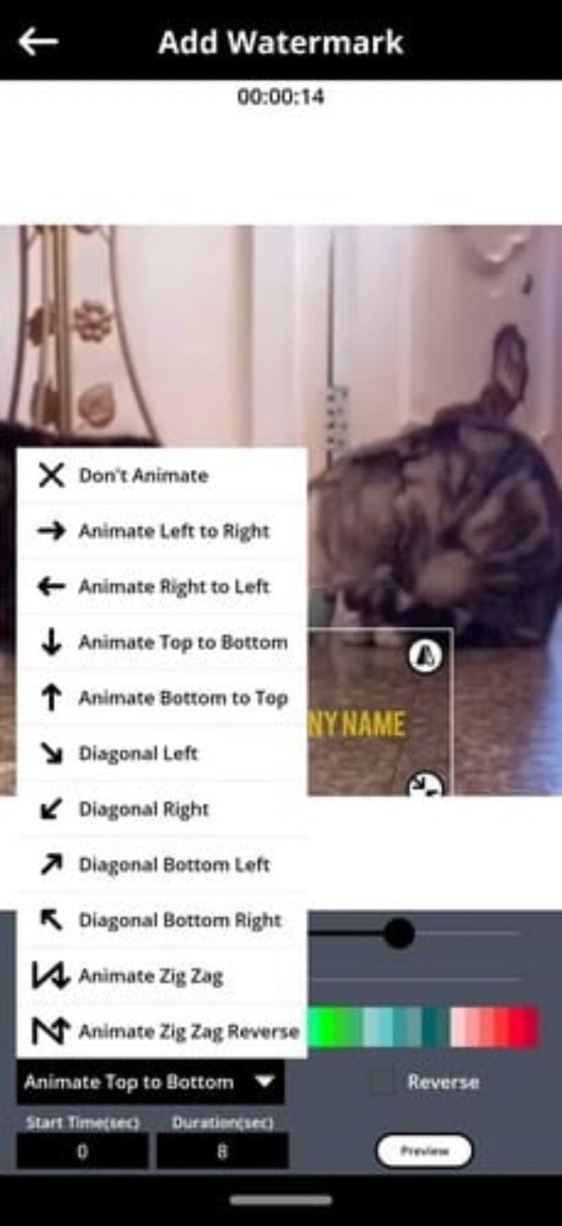 adicionando animação na marca d'água em um vídeo pelo app WaterMark no Android