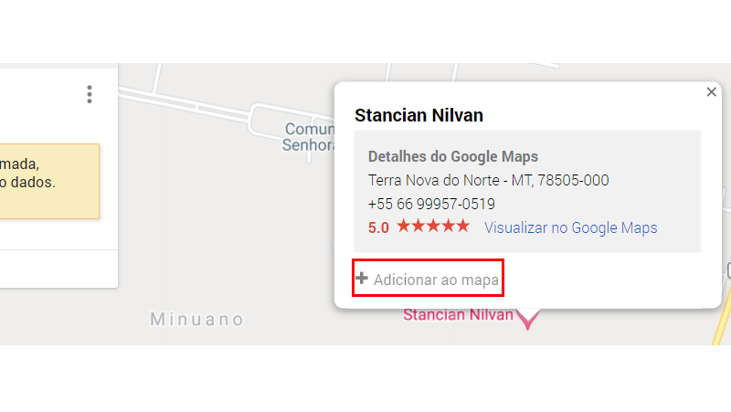 clique em adicionar ao mapa para colocar seu marcador