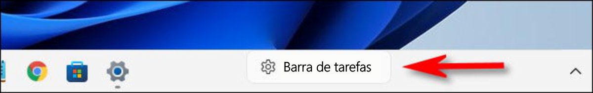 Imagem mostrando a configuração da barra de tarefas do Windows 11