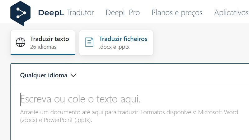 deepl possui uma incrivel inteligencia artificial para tradução