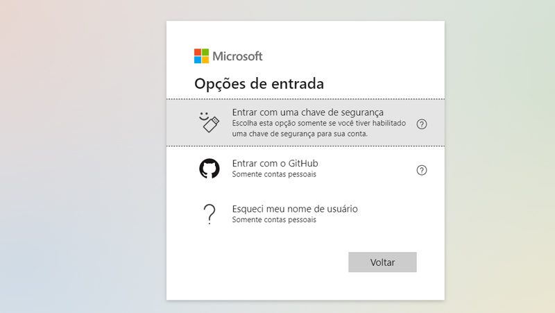escolha outras opções de entrada