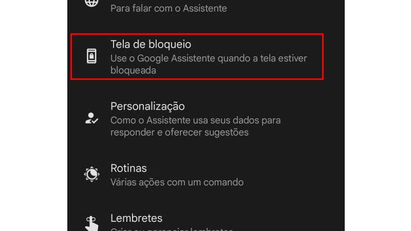 escolha tela de bloqueio