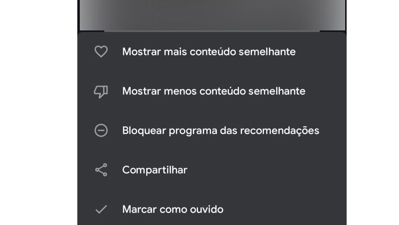 mais opções do podcast