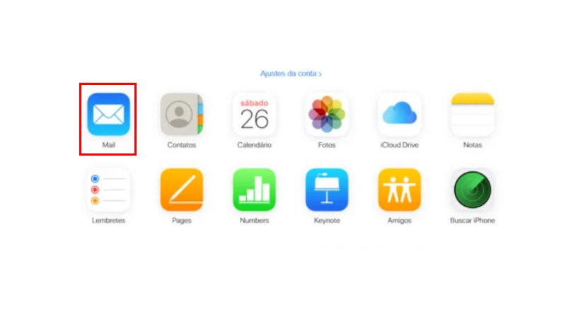 vá na opção mail do icloud