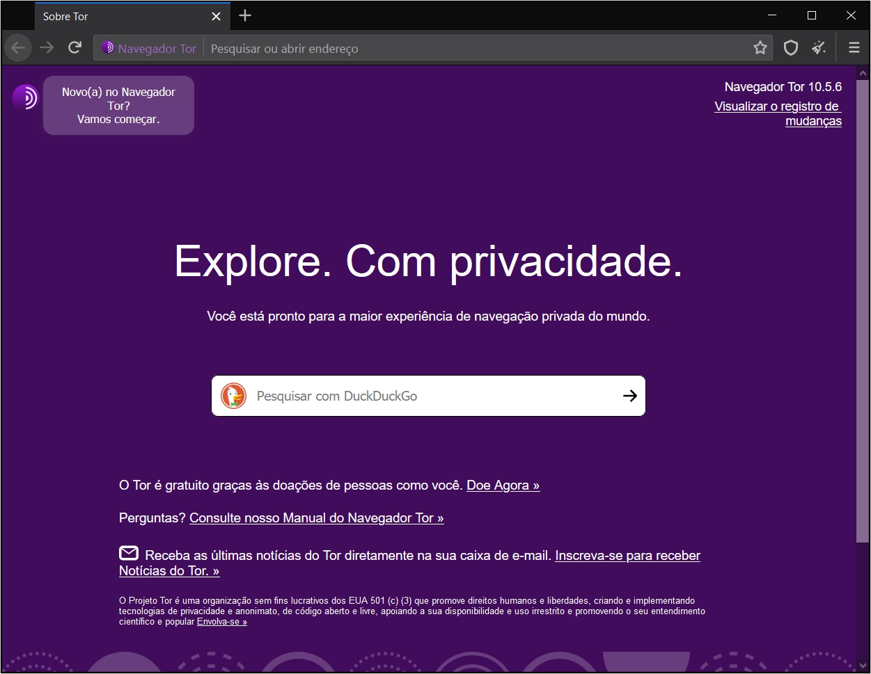 Boas vindas navegador Tor Boas vindas navegador Tor