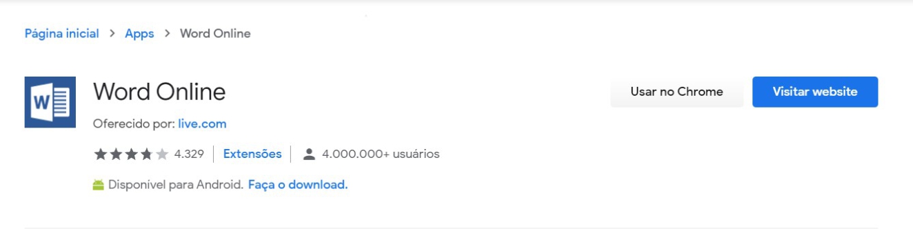 Extensão do Word Online para Google Chrome