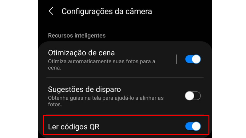 ative o leitor de qr code