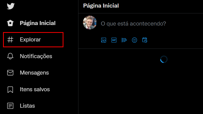 clique em explorar para ver os trending topics