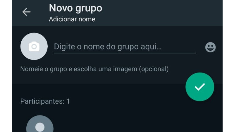 coloque nome e foto no grupo